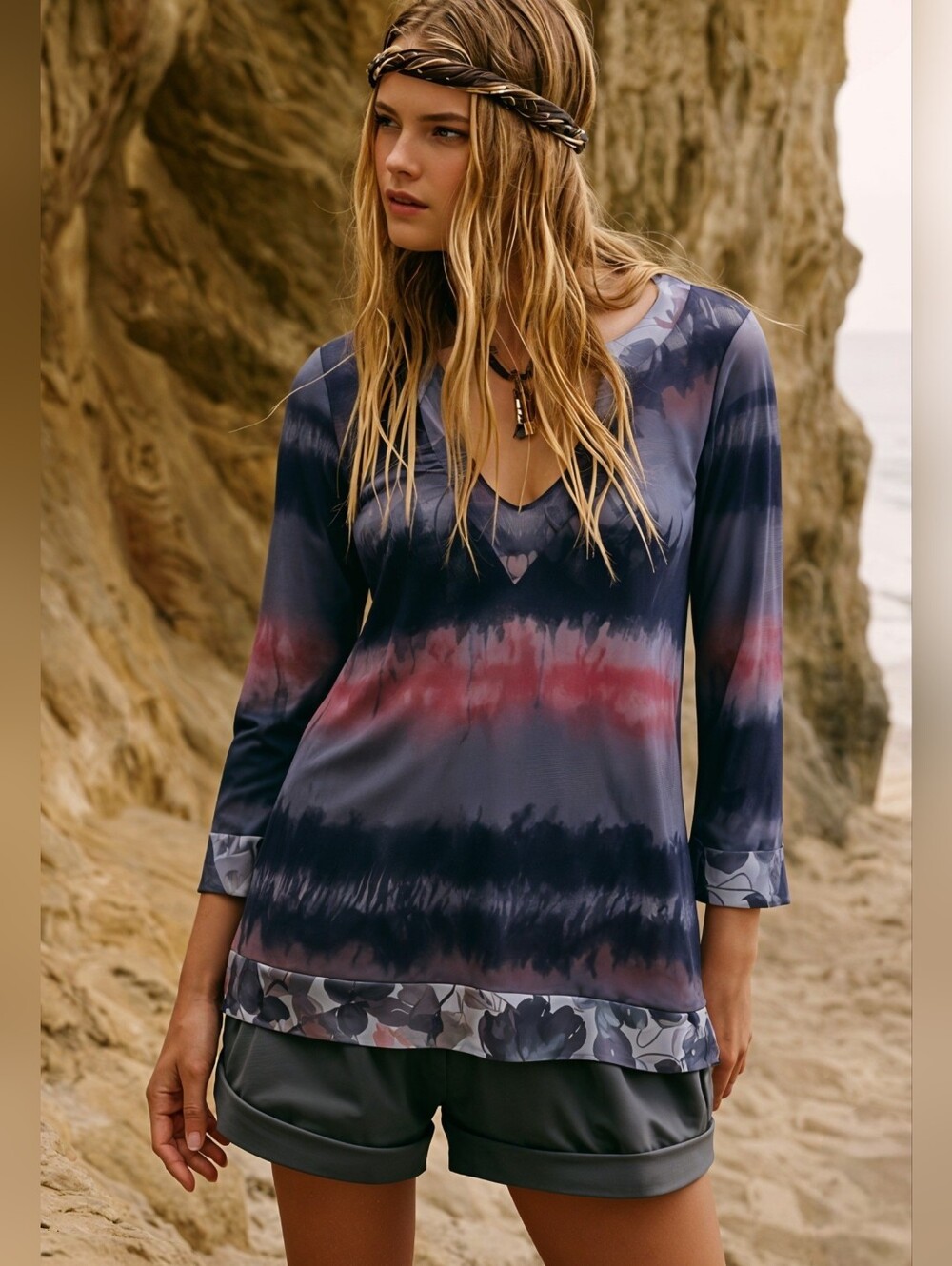 Sweet Pea By Stacy Frati Pink Tie Dye Top